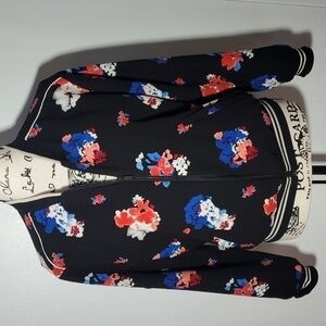 Vince Camuto| Womens Black & Floral Vibrant light Silky Coat Jacket Sz.Small